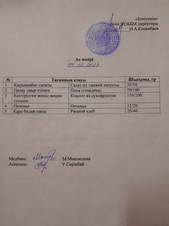 Ас мәзірі