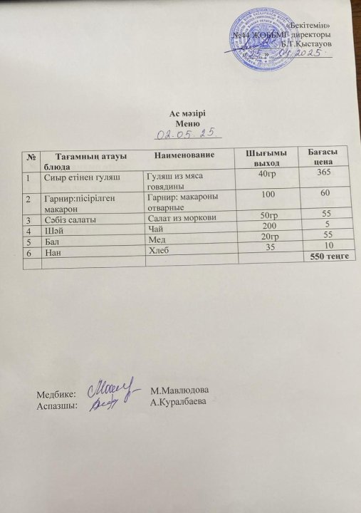 Ас мәзірі